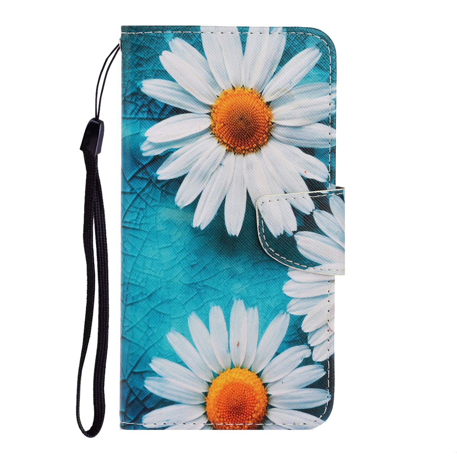 Oppo A16 / A16S / A54S Case, Shockproof Flip Folio PU Leather Wallet Phone Cover Stand Card Holder Magnetic Closure Silicone Bumper Slim Protective Case for Oppo A16 / A16S / A54S, Chrysanthemum