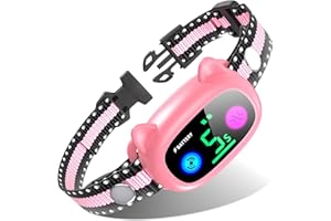 AKUVU Bark Collar, Dog Bark Collar for Large Medium Small Dogs, Smart Bark Collar, Rechargeable Anti Barking Collar with Waterproof No Shock 5 Adjustable Sensitivity Beep Vibration (Pink)