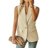 ALSOGO Women Sleeveless Blazer Vest Casual Open Front V Neck Fully-Lined Work Office Summer Jacket with Pockets Fashion 2025
