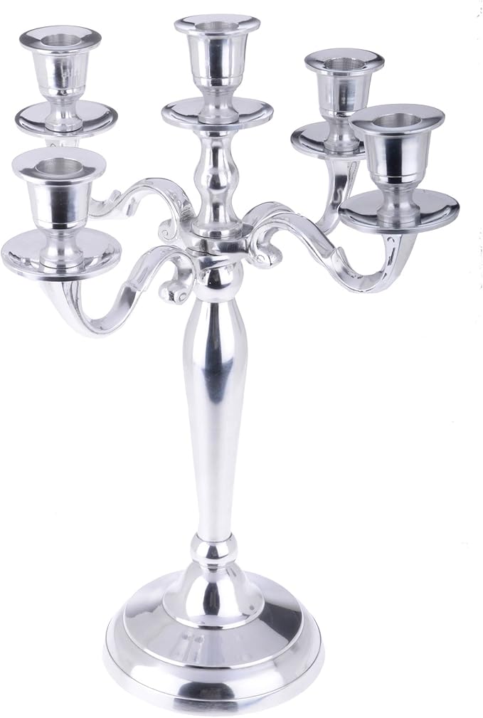 38cm 5 Plate Silver Metal Venus Candelabra Amazon.co.uk Kitchen & Home