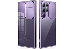 CAPRARO for Samsung Galaxy S24 Ultra Case with Camera Cover, [1x Screen Protector & Slide Camera Cover] Military Grade Shockproof Protective Phone Case for S24 Ultra Case 6.8", Clear Purple