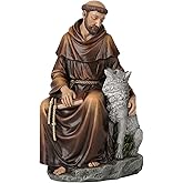 BC Catholic Saint Francis Statue, 10.5" H St. Francis of Assisi Inspirational Garden Figure, Religious Gift, Devotional Home décor, Renaissance Sculpture Handpainted by Buildclassic
