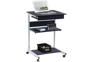 Techni Mobili RTA-B018-GPH06 Rolling Laptop Cart with Storage, Black Graphite
