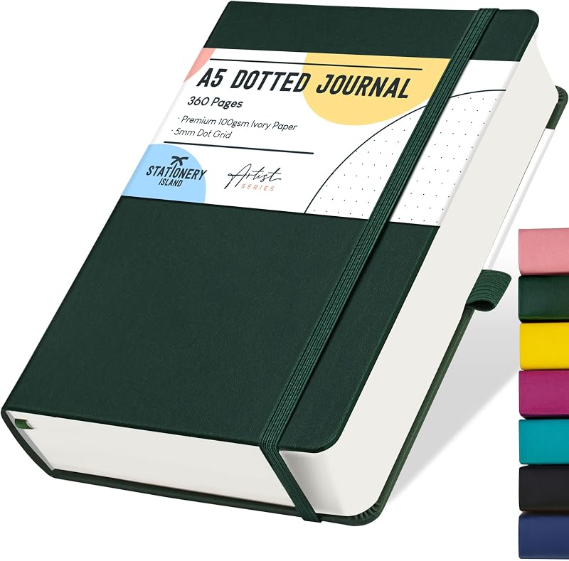 ISLAND A5 Bullet Dotted Journal 360 Pages 100gsm Thick Paper Hardback