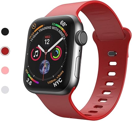 Amazon コンパチブルapple Watch バンド スポーツスタイル アップルウォッチバンド 通用ベルapple Watch Series5 4 3 2 1コンパチブル Iwatchバンド 38mm 40mm シリコーン赤 スマートウォッチアクセサリ 通販