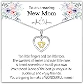 EPIRORA New Mom To Be Gift, Silver Baby Feet Heart Necklace Gifts for Pregnant Mommy 1st Time Moms, Mama Necklaces for Women Mommy to Be New Mother, Mothers Day Birthday Christmas Presents for Her
