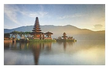 Amazon Com Ambesonne Balinese Doormat Pura Ulun Danu Building