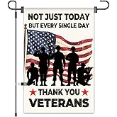 Double Sided Veterans Day Garden Flag 12x18 Inch Not Just Today But Every Single Day Thank You Veterans Durable Polyester Outdoor Yard Flag for Lawn, Porch