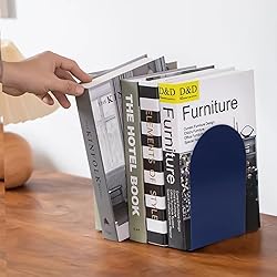 Metal Book Ends, Bookends for Shelves, Blue Book