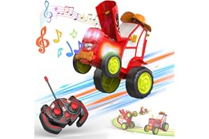 GOOLY Crazy Jumping Car Toys, Remote Control Car for Kids, Boy Toys Stunt Car with LED Light Music, Rechargeable RC Car, Birthday Easter Gifts for 3 4 5 6 7 8-12 Year Old Boys Girls Kids(Red)
