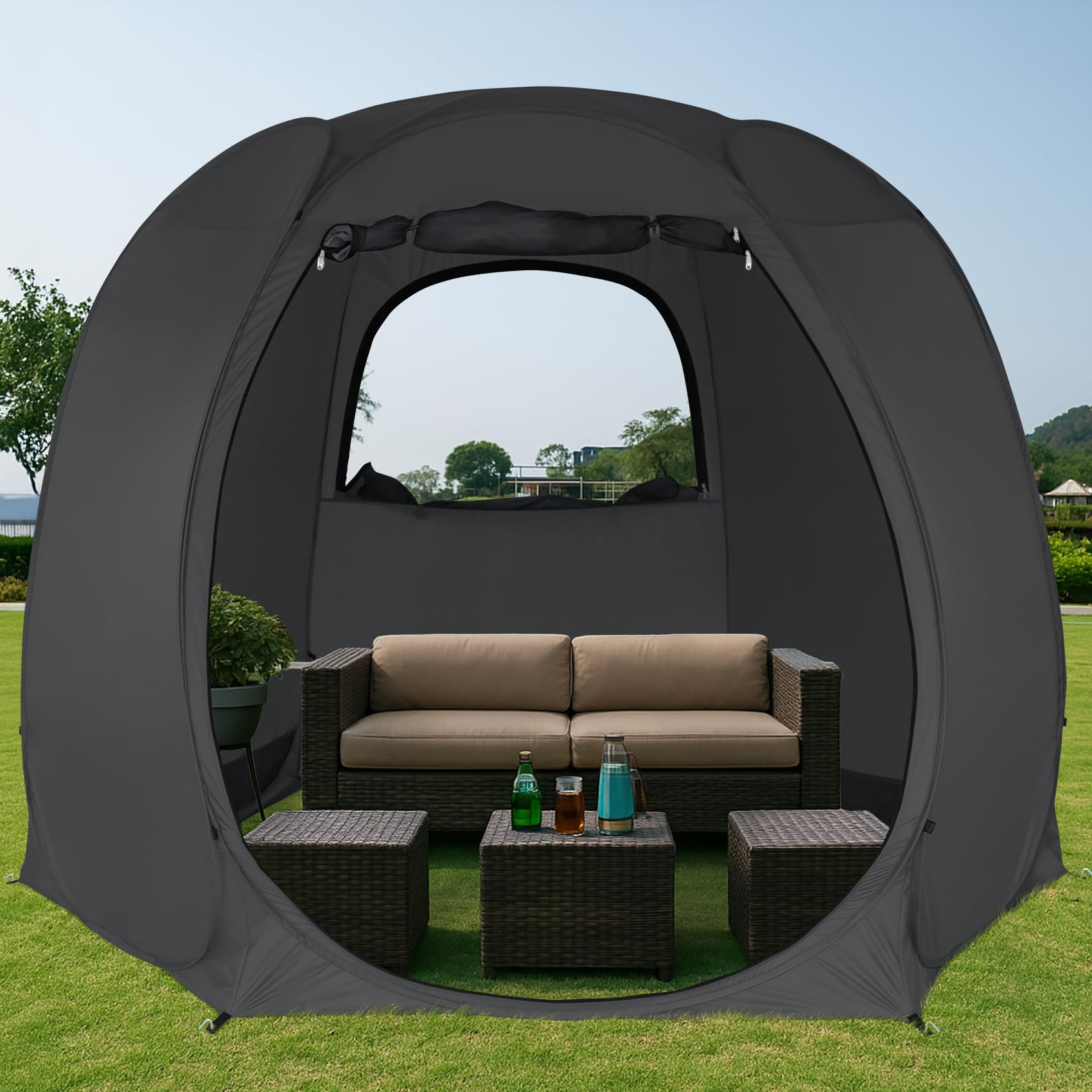 Photo 1 of Alvantor Pop Up Screen Tent House Room Instant Outdoor Camping Canopy Sun Shelter Gazebo for Patio, Backyard & Deck, Privacy Tent(2-10 People, 8'x8' 10'x10' 12'x12')