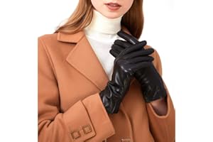 ZLUXURQ Luxury Italian Soft Leather Gloves for Women - Genuine SheepSkin Leather Women’s Cold Weather Gloves Cashmere Lined