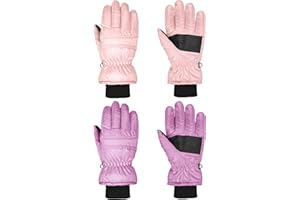 Geyoga 2 Pairs Kids Ski Gloves Waterproof Winter Mittens Warm Gloves Snow Mittens for Children