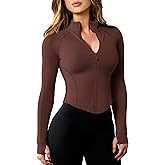 AVGO Women's Workout Jacket Lightweight Zip Up Cropped Yoga Jackets Slim Fit Athletic Tops with Thumb Holes