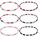 Liliaafar 6 Pcs Baseball Beaded Necklace for Teenager Bling Rhinestone Clay Beaded Necklace Gifts for Sports Team Fans