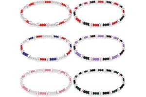 Liliaafar 6 Pcs Baseball Beaded Necklace for Teenager Bling Rhinestone Clay Beaded Necklace Gifts for Sports Team Fans