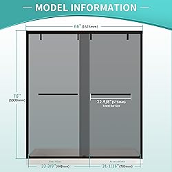 62-66" W x 76" H Semi-Frameless Double Sliding