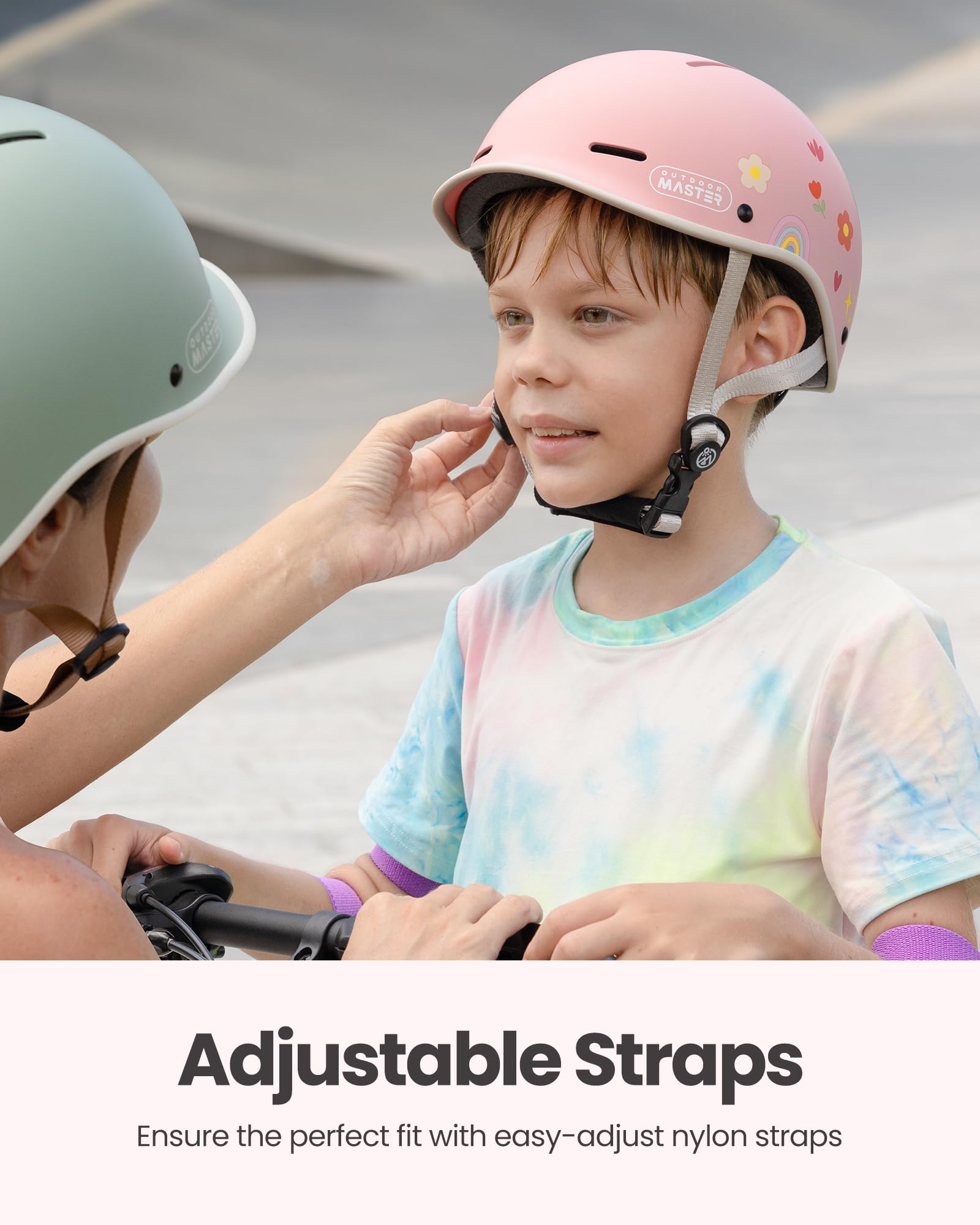 OutdoorMaster Toddler Helmet, Toddler Bike Helmet, Bike Helmet for Youth Boys & Girls, Kids Helmet with Visor, Dial Fit Adjustment Ventilation Multi-Sport Helmet for Bicycle Skate Scooter Longboard