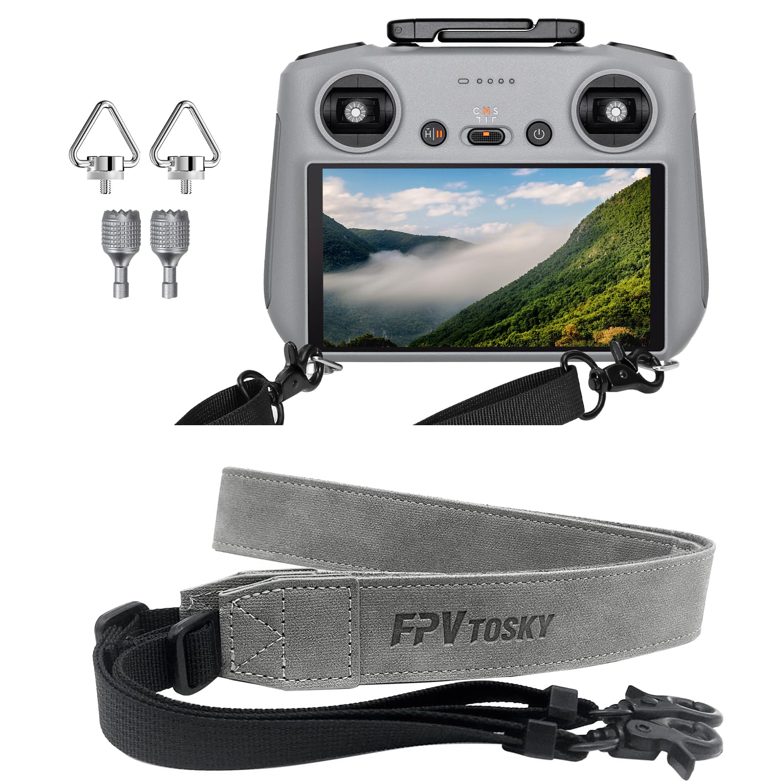 FPVtosky Neck Lanyard with Joystick for DJI RC/RC 2, PU Leather Shoulder Strap and 1 Pair of Rocker, Compatible with DJI Neo/Avata 360/Mini 5/4 Pro/Mini 3/Air 3 /Mavic/Remote Controller Accessories