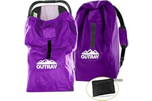 OUTRAV Car Seat Travel Bag with Backpack Straps – Protective Airport Approved Airplane Baggage Gate Check Luggage Storage Sack for Traveling with Booster or Carseat – Universal 2-in-1 Carrying Jacket System