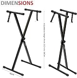 Crystals Single Braced X Frame Music Keyboard Stand and Chair Set Black view 7