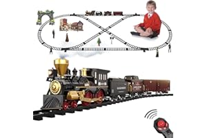 SNACKTANT Train Set for Kids - Electric Remote Control Train Track Around Christmas Tree, Steam Locomotive Engine Train Railway Kits w/Smoke, Light & Sounds, Christmas Toys Gifts for 3 4 5 6 7 8 Year Old Kids