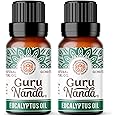 GuruNanda Eucalyptus Essential Oil (2x0.5 Fl Oz) - 100% Pure & Undiluted Aromatherapy Oil for Diffusers - Helps with Congestion for Easier Breathing