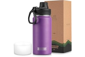koodee Water Bottle-16 oz Stainless Steel Triple Wall Vacuum Insulated Wide Mouth Water Bottle for Girls, Reusable Water Flask BPA Free(Purple)