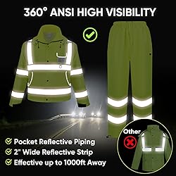 TICONN Hi Vis Rain Jacket and Pants, Waterproof