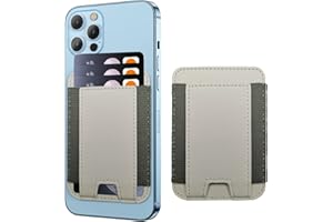 ZOYINSGU Magnetic Wallet Card Holder for Apple iPhone with Magsafe, Wallet for iPhone 14 / 13 / 12 Series, Leather Mag Safe Wallet for iPhone 14 13 12 Pro Max Plus Mini, Stretchy Fabric Fit 8 Cards, White