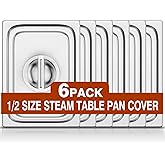 WantJoin Steam Table Hotel Pan Lids - 1/1 1/2 1/3 Full Half Third Size 6 Pack Notched Slotted Cover with Handle for Stainless Steel Metal Tray Set Food Storage Container Commercial Restaurant Warmer