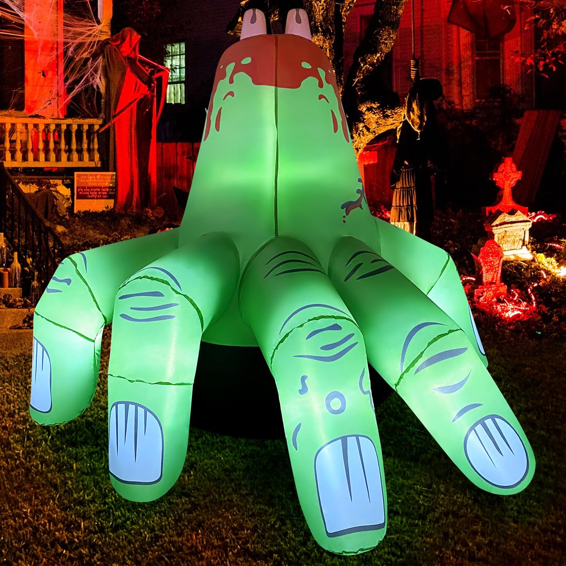 Photo 1 of COMIN 6 FT Halloween Inflatables Hand Outdoor Decorations Blow Up Yard Scary Green Giant with Built-in LEDs for Indoor Party Garden Lawn Decor