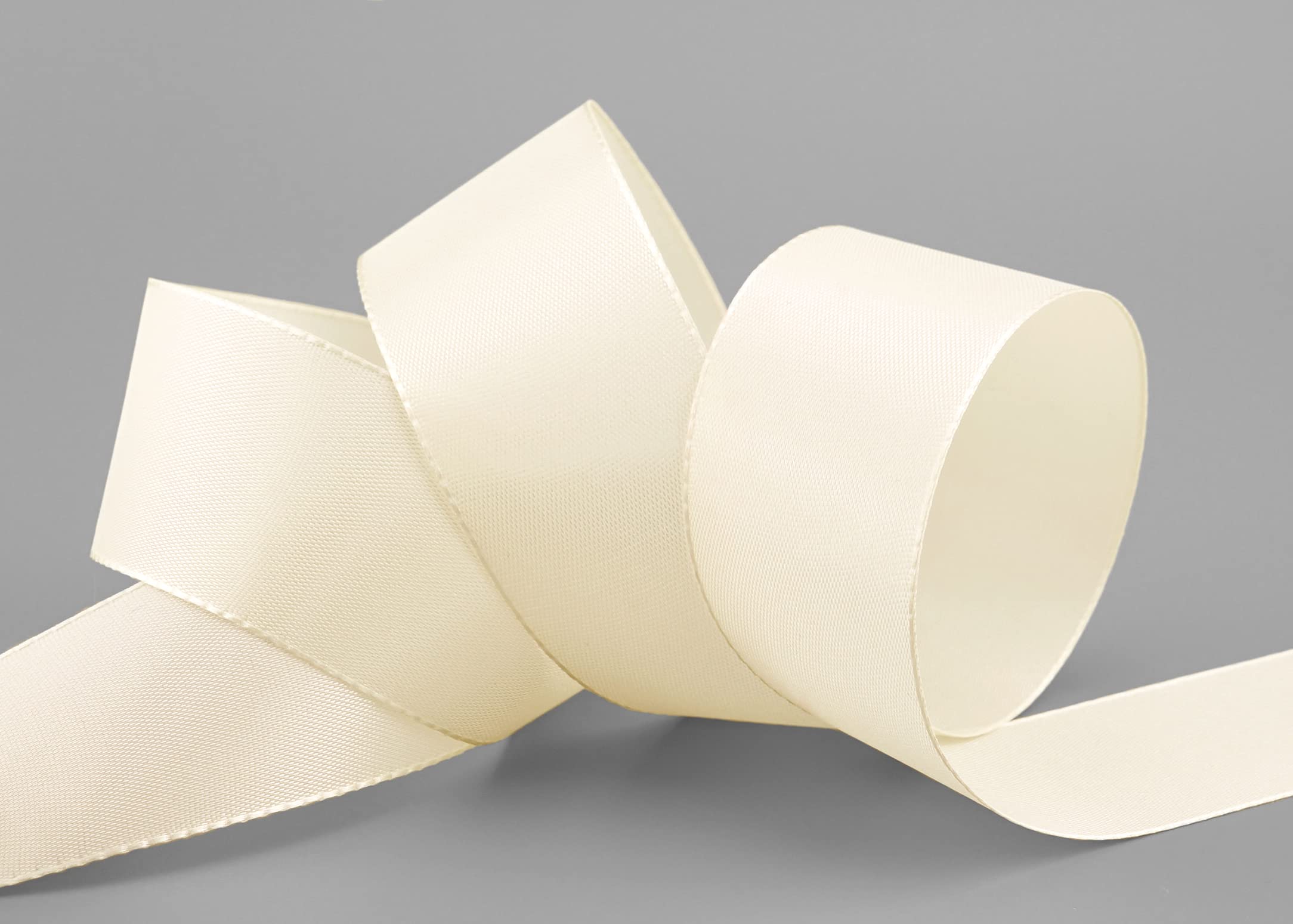 finemark 50 m x 40 mm Cream Ivory Decorative Ribbon Gift Ribbon Fabric Ribbon Table Decoration Wedding Easter Ribbon Visco Taffeta Card Making Crafts