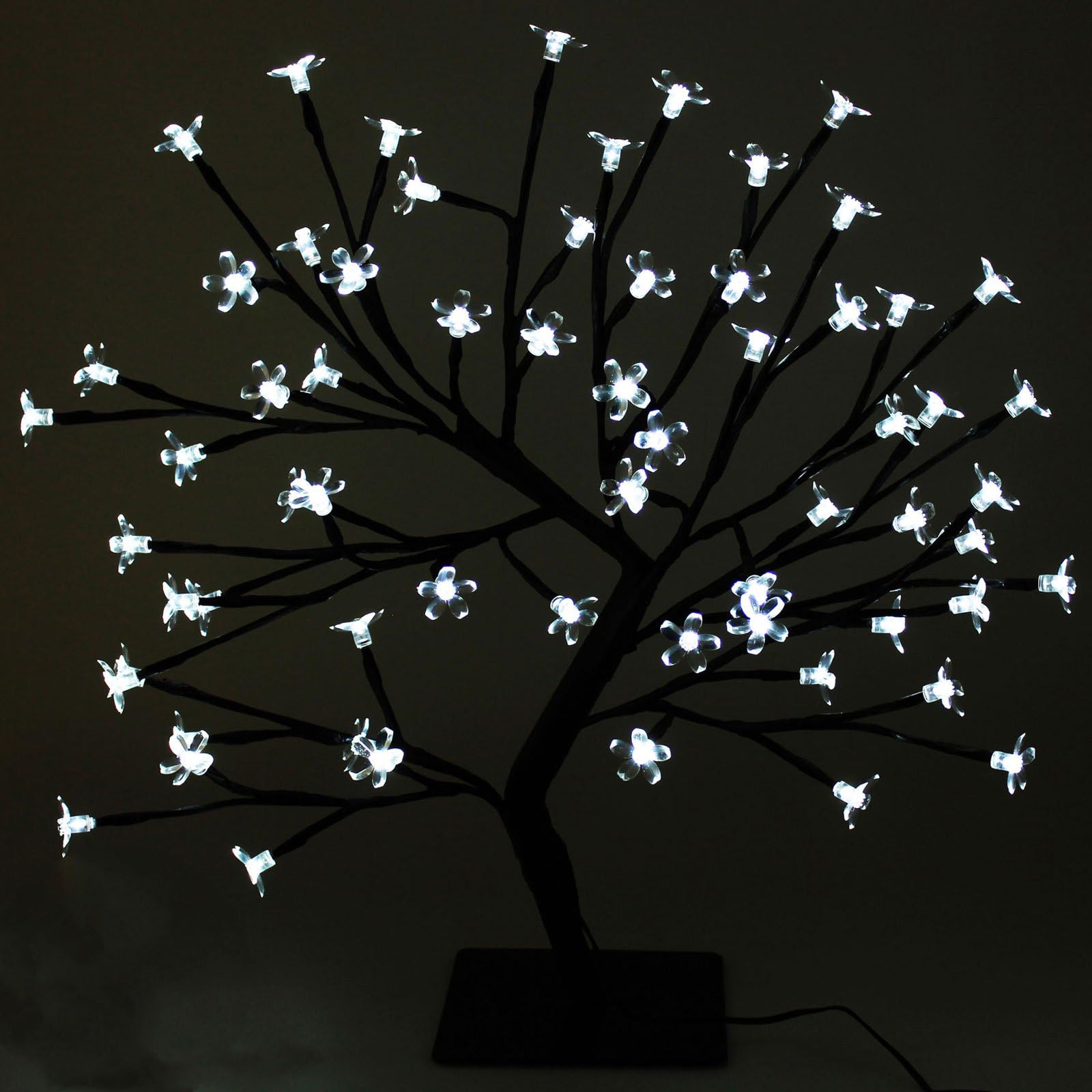 White 64 LED Lights Illuminated Cherry Blossom Tree Christmas Decoration - Height 45cm
