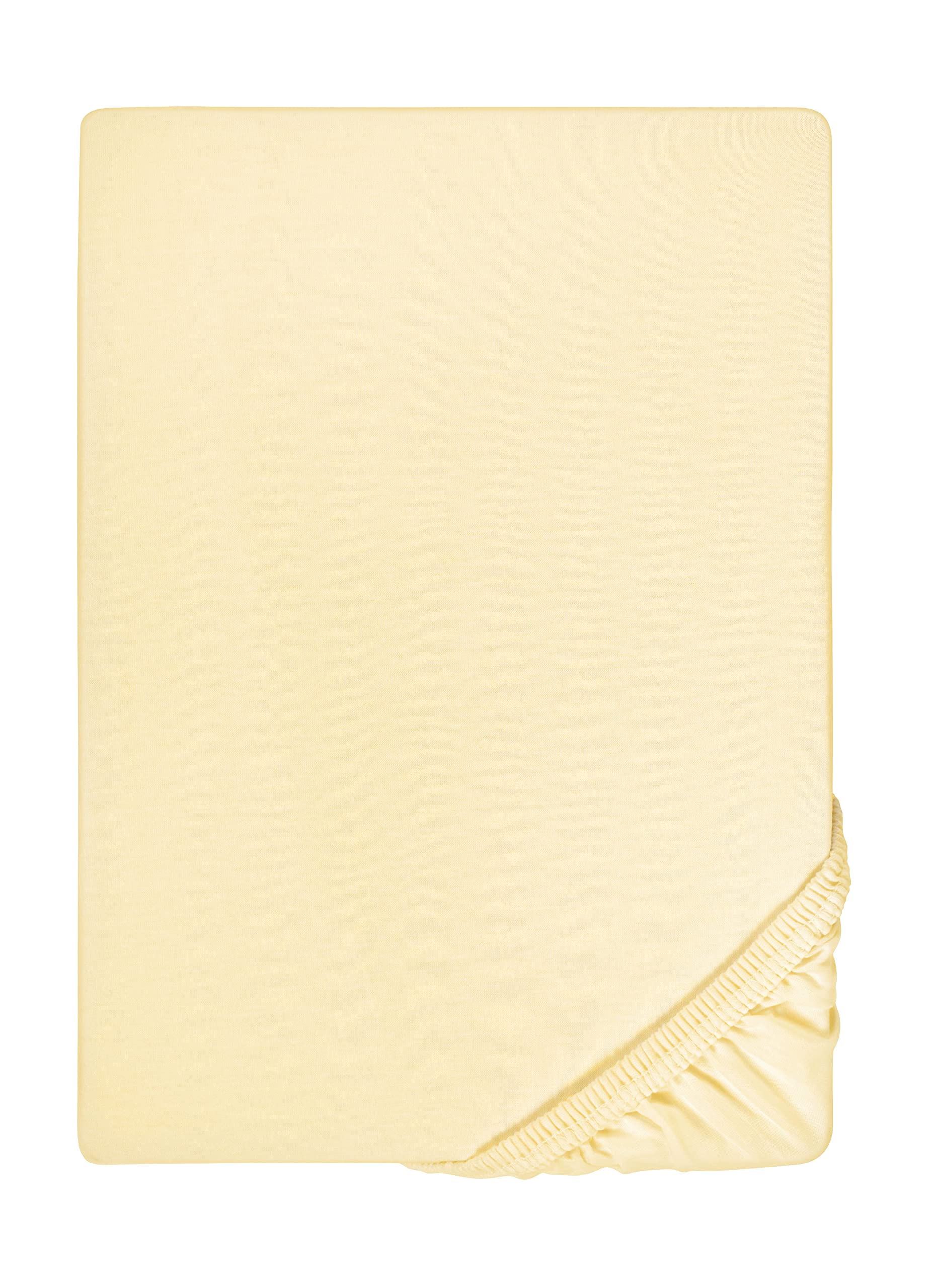 Biberna Jersey Elastic Fitted Sheet (Mattress Height max. 25 cm), Yellow, 1x 140x200 cm-160x220 cm