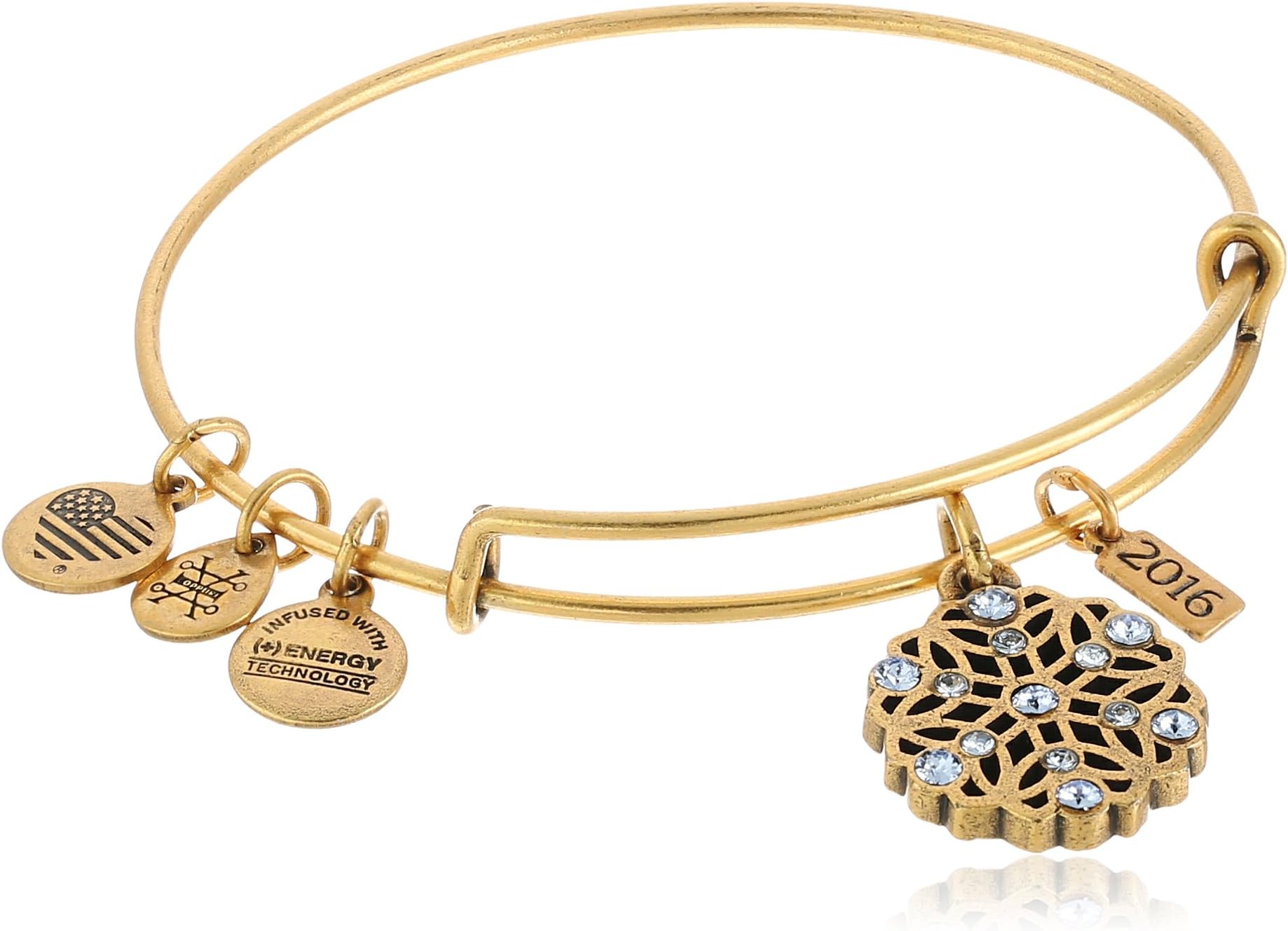 Alex and Ani 2016 Snowflake Expandable Wire Bangle Charm Bracelet