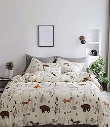 Houseri Beige Bear Comforter Set Queen Teen Girls