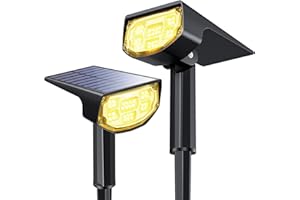 Airmee Solar Outdoor Lights for Outside, ‎700 Lumen Bright Spot Lights IP68 Waterproof, 3 Modes Solar Landscape Lights 40000H Lifespan, Auto On/Off Garden Lights for Yard/Pathway, Warm White 2 Pack