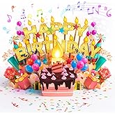 Lupow 3D Pop Up Musical Birthday Cards with Lights & Blowable LED Light Candle – Interactive Singing Happy Postcards Birthday Decorations Greeting Cards Birthday Cards for Women, Men, Mom, Wife, Husband, Boy, Girl