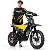 MYHAMY Electric Dirt Bike for Adults &amp; Teens, 5000W Peak Mid-Drive Motor Electric Motorcycle, 52V 28Ah Battery 40-60 Miles Range, 50 MPH, 220N.m Torque,14/12 Fat Tire Full Suspension E Dirt Bike