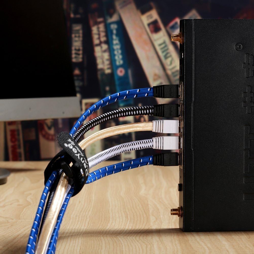 Cat 7 Cable,Black 0.5M 2 Packs DanYee Nylon Braided CAT7 High