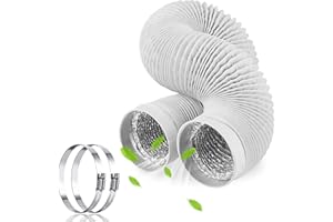 4 Inch Dryer Vent Hose, LouanXpert Air Conditioner Exhaust Hose Air Duct 9.84 FT Long Flexible PVC Exhaust Hose with 2 Clamps