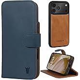 TORRO Leather Case Compatible with iPhone 17 Pro Max 6.9” 2025 – Leather Bumper Case with Detachable Wallet Cover with Stand and Card Slots (Compatible with Official MagSafe Chargers) - Nubuck Blue