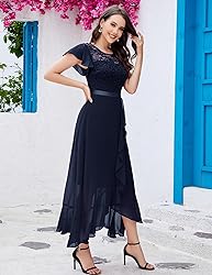BeryLove Prom Dresses for Women Wedding Guest Ruffe