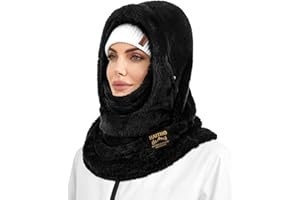 HAITHO Ski Mask Balaclava for Women Men, Winter Full Face Mask Hooded Scarf for Cold Weather, Warm Fleece Head Cover Neck Warmer