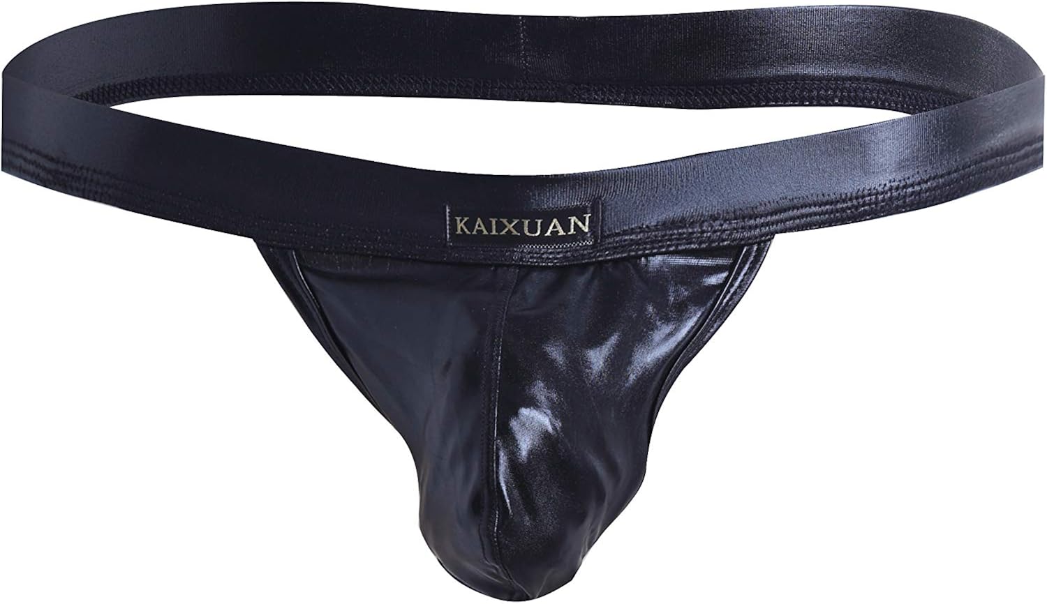 Lnxia Men's Strapless Jock Imitation Leather Thongs Underwear Backless