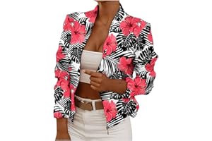 JEGULV Blazer Jackets for Women Slim Fit Cardigan Vintage Graphic Print Coats Long Sleeve Crop Tops Office Suit