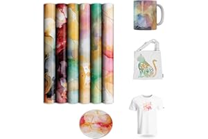 CUKCUT Sublimation Paper Transfer Sheets for Mugs Sublimation Paper Blanks Tshirts Preprinted Ink Sheets for Heat Press Machine Watercolor Transfer Paper, 6Pcs