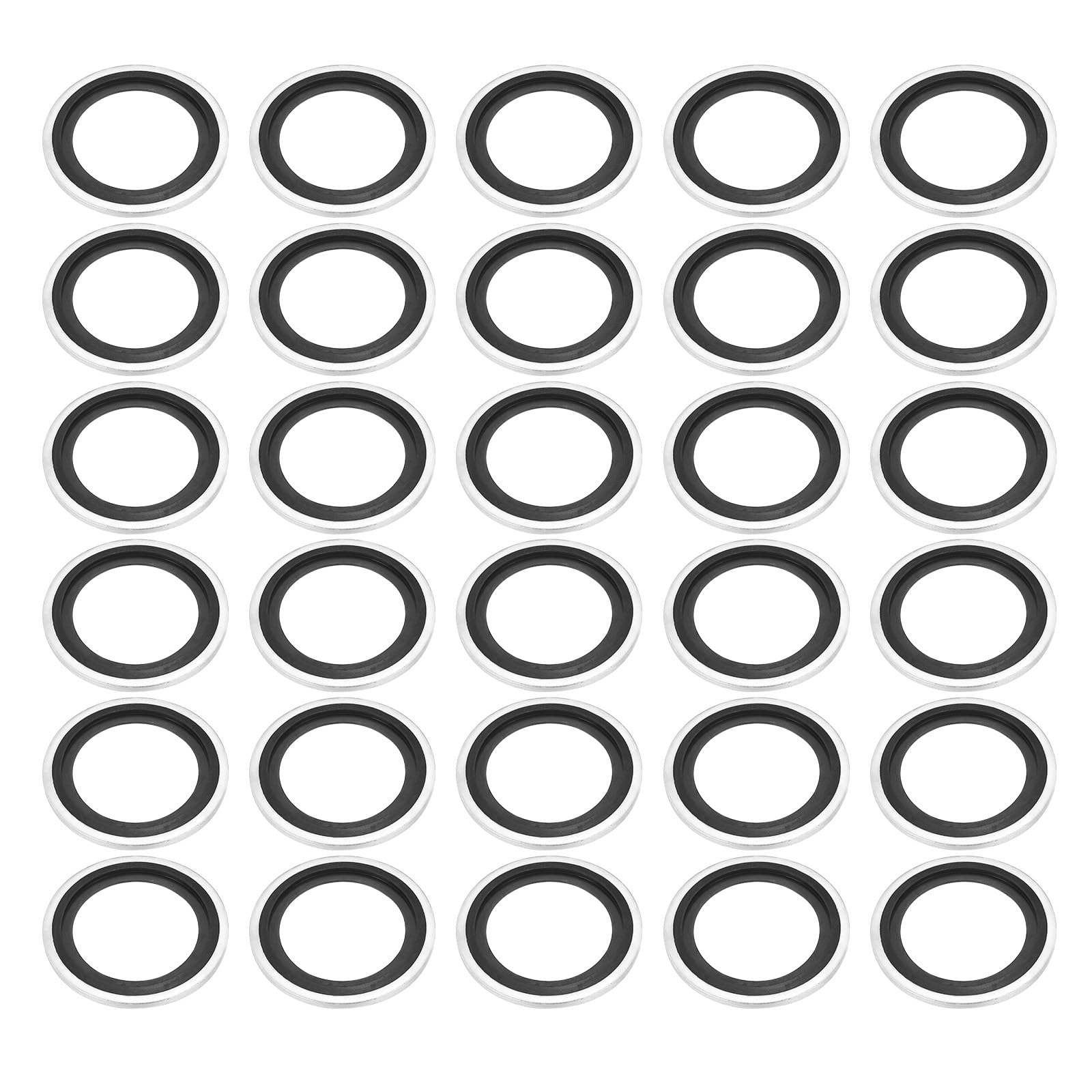 PATIKIL M27 Self-Centered Bonded Sealing Gasket, 30Pcs NBR Metal Bonded Sealing Washers Automotive Washers for Mechanical, Plumbing, Cylinder Repairs