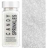 White Sanding Sugar Sprinkles, 4.6 oz Edible Sparkling Sugar Crystals for Baking Topping, Cupcakes, Cookies, Ice Cream & Cake Decorating, Wedding Party Valentines Christmas Supplies